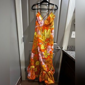 Anthropologie floral floor-length dress